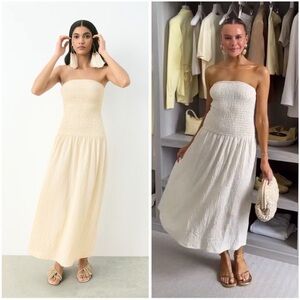 H&M SMOCKED BANDEAU DRESS